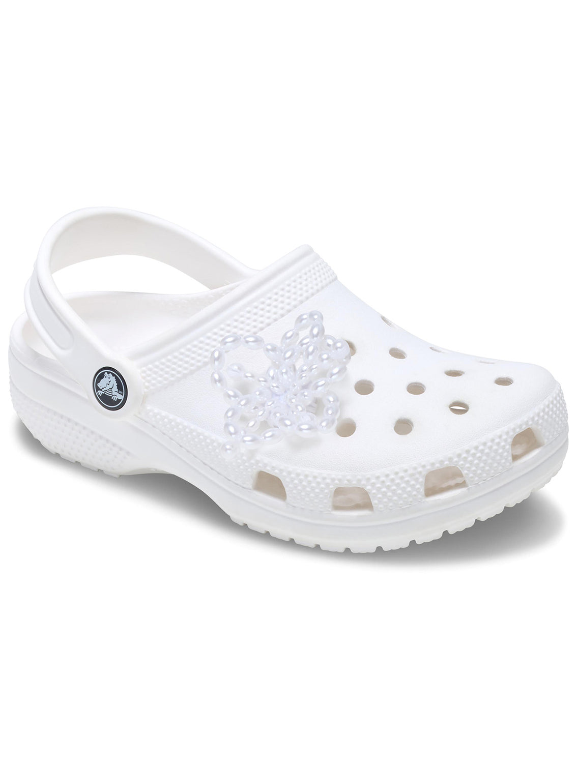 Jibbitz Perla Blanca con bordado floral Blanco Crocs