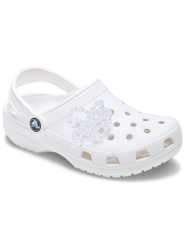 Jibbitz Perla Blanca con bordado floral Blanco Crocs
