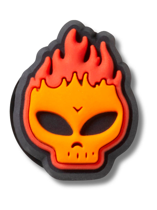 Jibbitz Calavera en Llamas Naranja Crocs