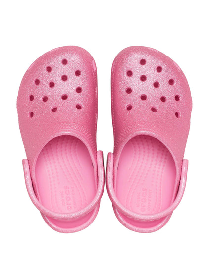 Zueco Niños Pequeños Classic Clog Glitter Rosa Crocs
