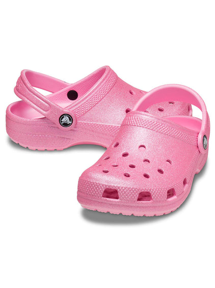 Zueco Niños Grandes Classic Glitter Clog Rosa Crocs