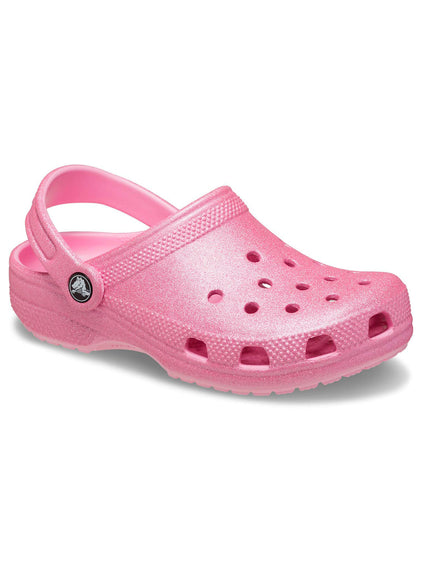 Zueco Niños Grandes Classic Glitter Clog Rosa Crocs