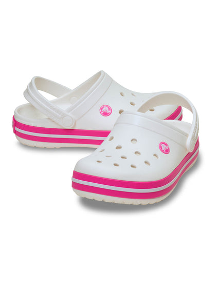 Zueco Niños Grandes Crocband Clog Blanco y Rosa Crocs
