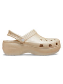 Zueco Plataforma Mujer Classic Glitter Beige Crocs