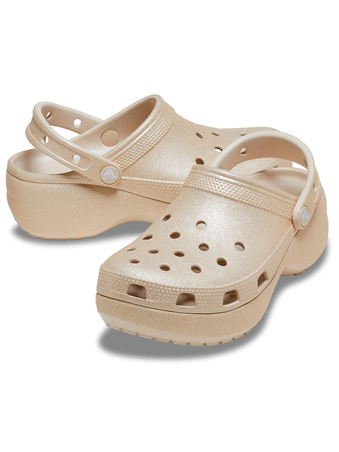 Zueco Plataforma Mujer Classic Glitter Beige Crocs