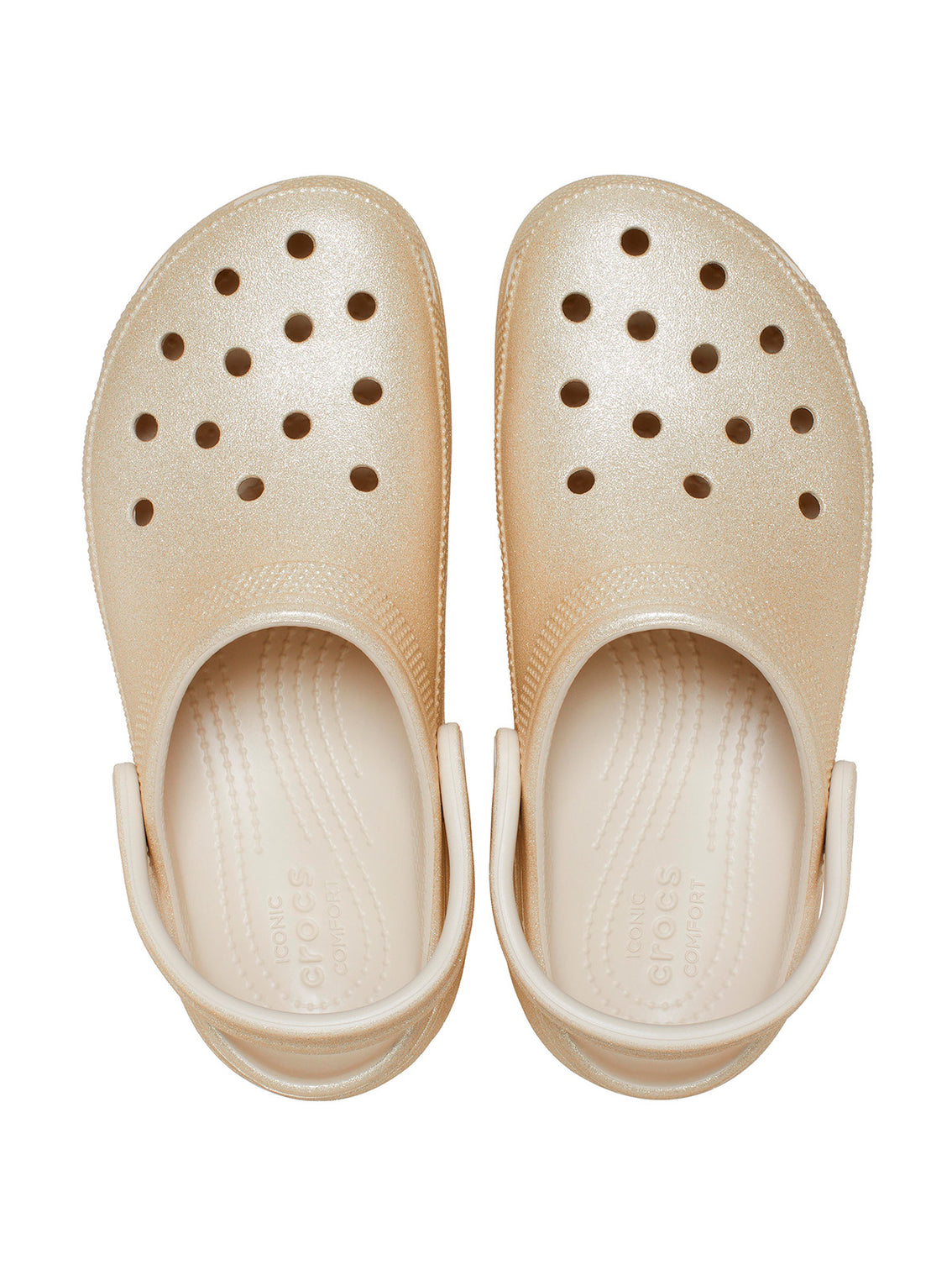 Zueco Plataforma Mujer Classic Glitter Beige Crocs