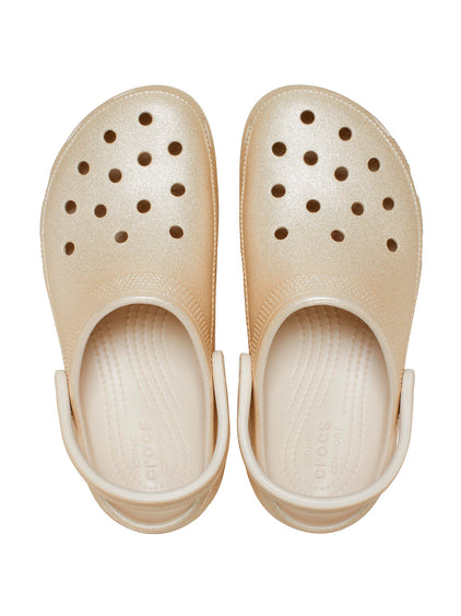 Zueco Plataforma Mujer Classic Glitter Beige Crocs