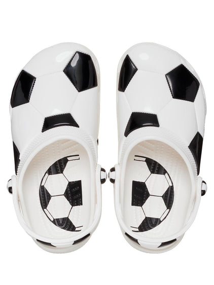 Zueco Niños Grandes Classic Clog Fútbol Blanco Crocs