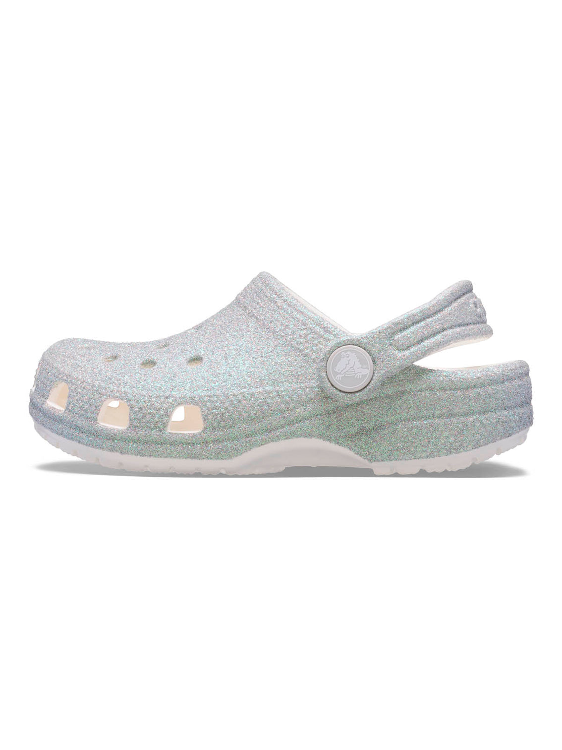 Zueco Niños Grandes Classic Clog Glitter Plateado Crocs