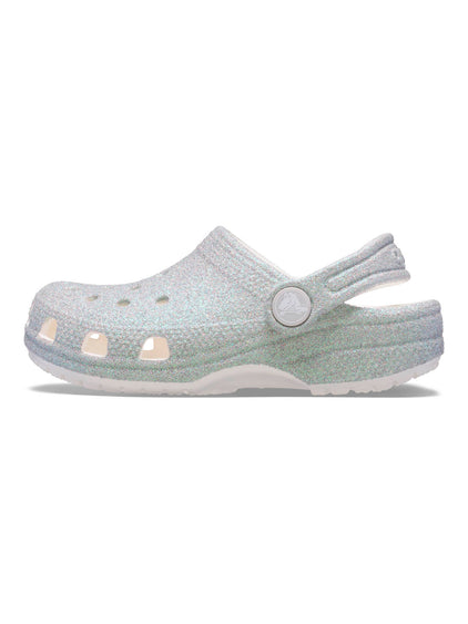 Zueco Niños Grandes Classic Clog Glitter Plateado Crocs