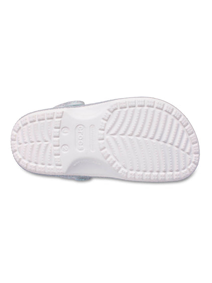 Zueco Niños Grandes Classic Clog Glitter Plateado Crocs
