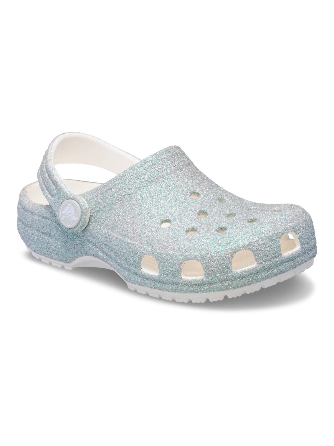 Zueco Niños Grandes Classic Clog Glitter Plateado Crocs