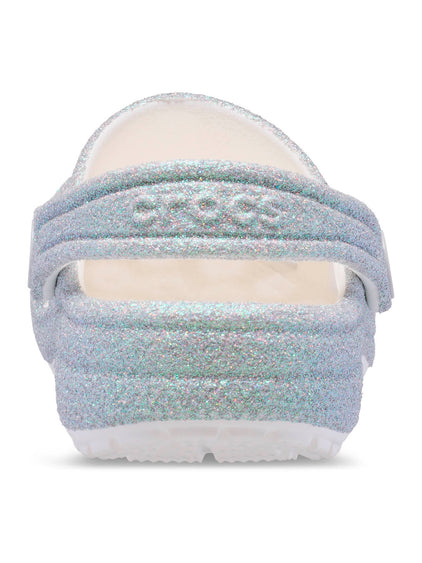 Zueco Niños Grandes Classic Clog Glitter Plateado Crocs