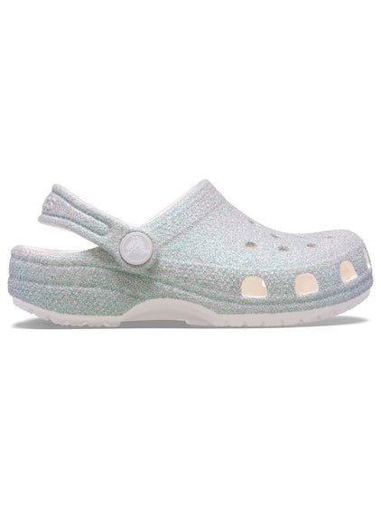 Zueco Niños Pequeños Classic Clog Glitter Plateado Crocs