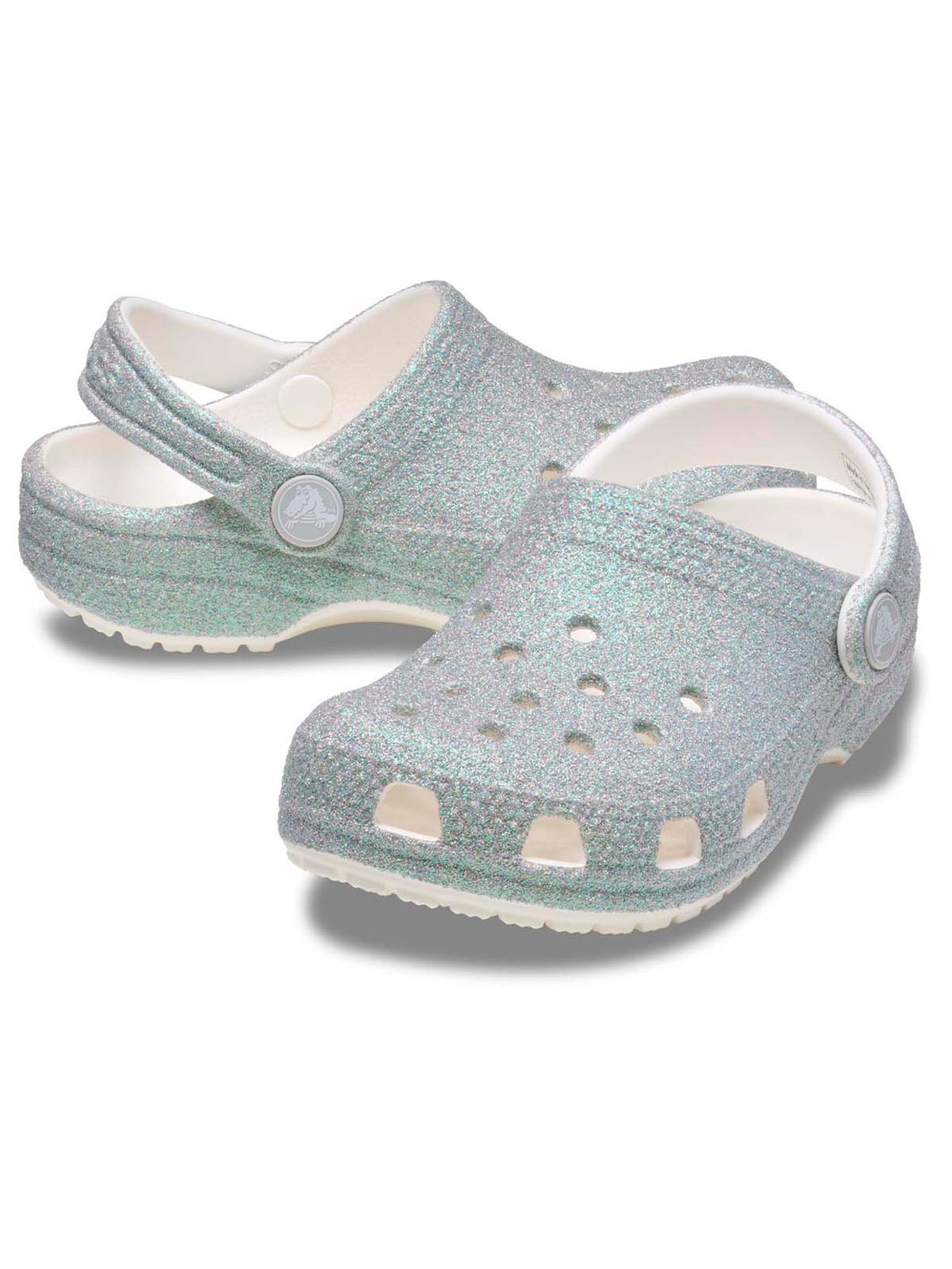 Zueco Niños Pequeños Classic Clog Glitter Plateado Crocs