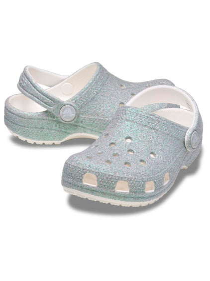 Zueco Niños Pequeños Classic Clog Glitter Plateado Crocs