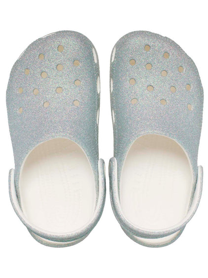 Zueco Niños Pequeños Classic Clog Glitter Plateado Crocs