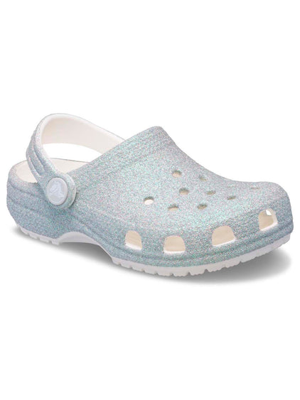 Zueco Niños Pequeños Classic Clog Glitter Plateado Crocs