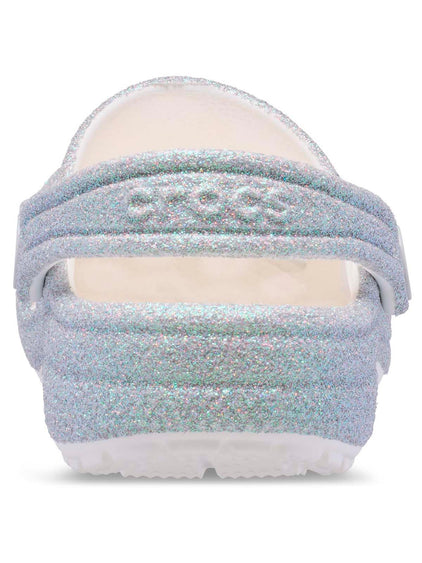 Zueco Niños Pequeños Classic Clog Glitter Plateado Crocs