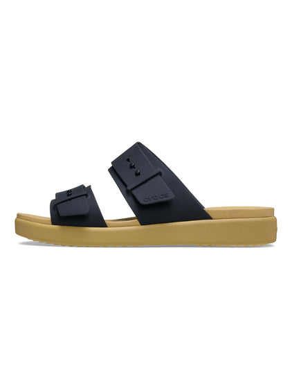Sandalia Mujer Brooklyn Buckle Low Beige/Negro Crocs