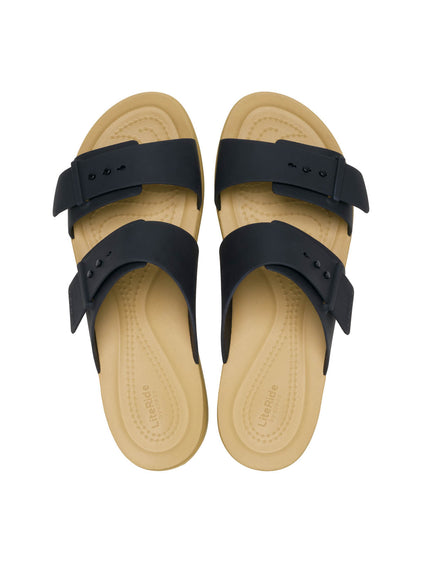 Sandalia Mujer Brooklyn Buckle Low Beige/Negro Crocs