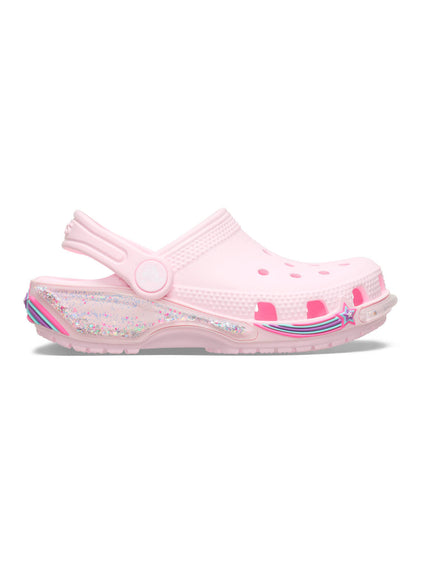 Zueco Niños Grandes Classic Clog Glitter Rosa Crocs