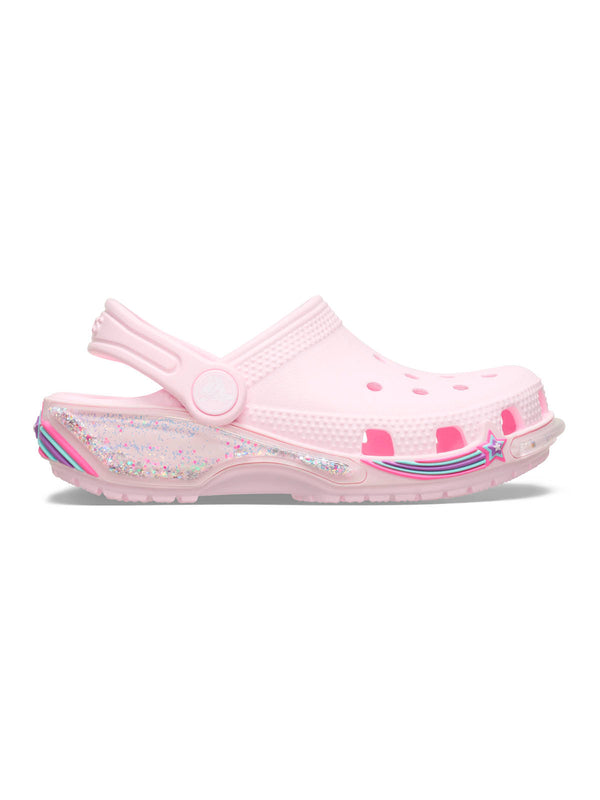 Zueco Niños Grandes Classic Clog Glitter Rosa Crocs