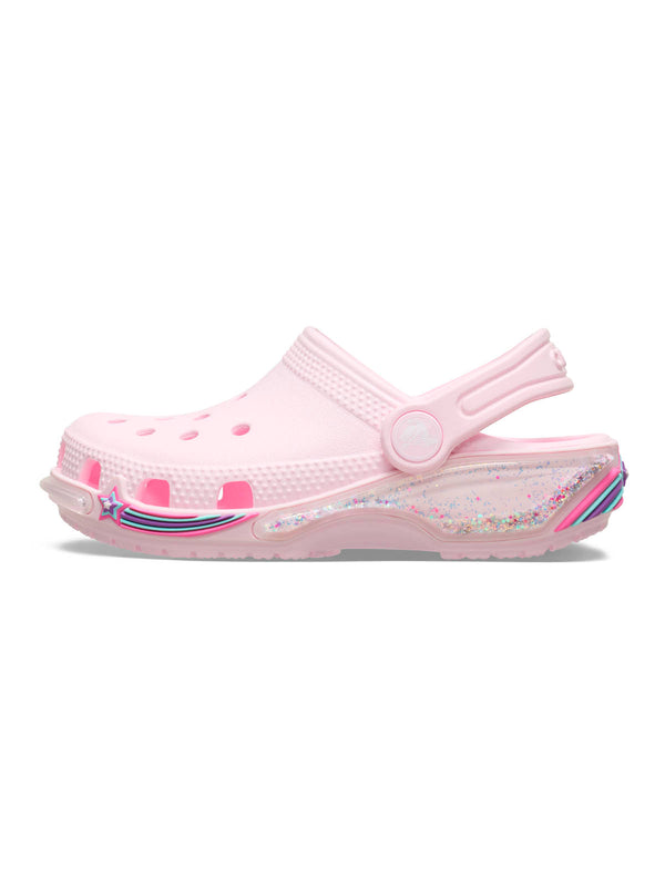 Zueco Niños Grandes Classic Clog Glitter Rosa Crocs
