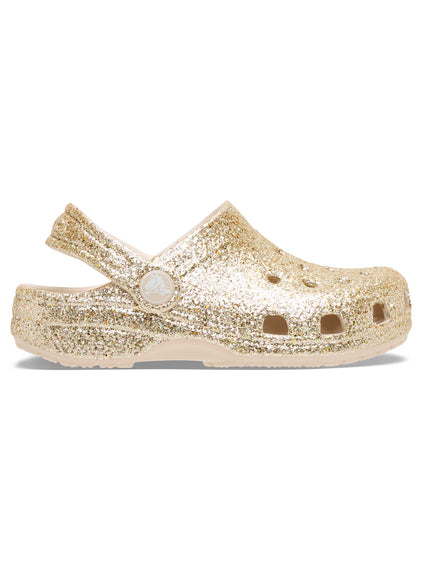 Zueco Niños Grandes Classic Clog Glitter Dorado Crocs