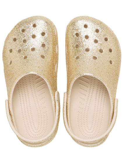 Zueco Niños Grandes Classic Clog Glitter Dorado Crocs