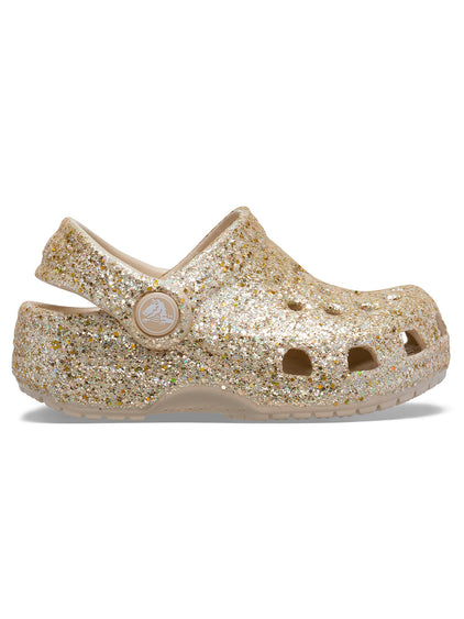 Zueco Bebés Recién Nacidos Glitter Dorado Crocs