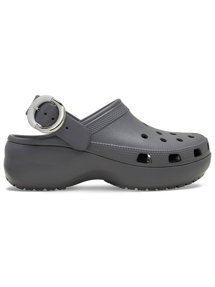 Zueco Plataforma Mujer Classic Buckle Gris Oscuro Crocs