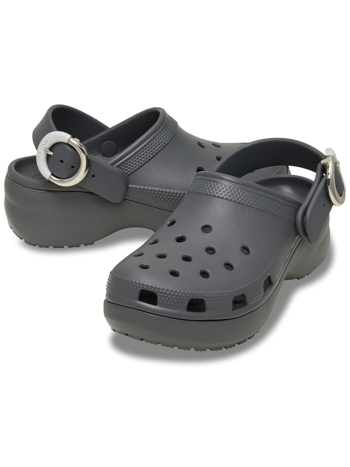 Zueco Plataforma Mujer Classic Buckle Gris Oscuro Crocs