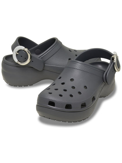 Zueco Plataforma Mujer Classic Buckle Gris Oscuro Crocs
