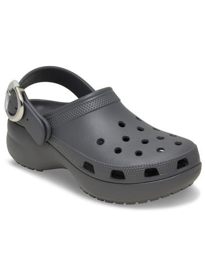 Zueco Plataforma Mujer Classic Buckle Gris Oscuro Crocs